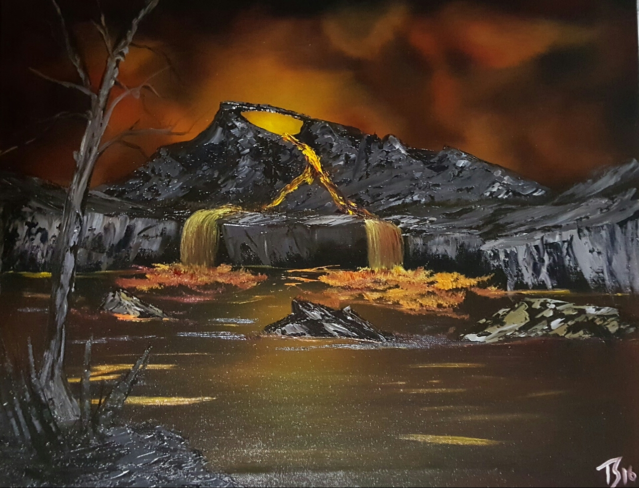 1284x981 Bob Ross Hellscape For Reddit Challenge - Hellscape Painting