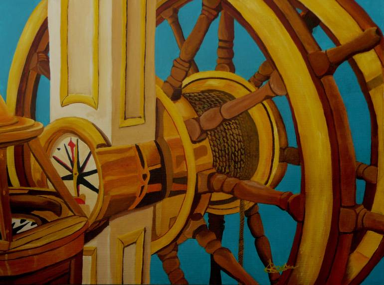 770x573 Saatchi Art The Ships Helm Painting By Anthony Dunphy - Helm Painting