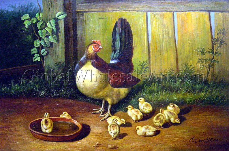 794x525 John Frederick Sr. Herring - Hen And Chicks Painting