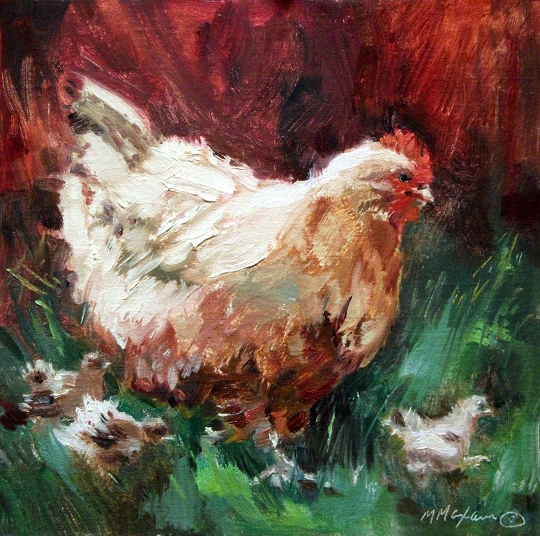 774x768 Mrs. Lucky - Hen And Chicks Painting