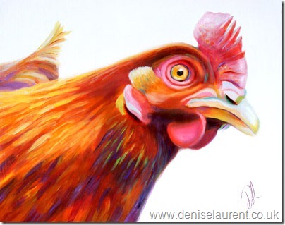 404x319 Chicken Denise Laurent Fine Art - Hen Painting
