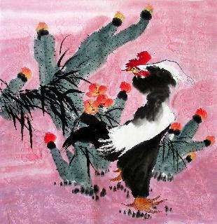 310x320 Chinese Chicken Paintings, China Cockrooster Art Scrolls - Hen Painting