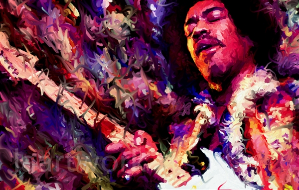 600x382 Jimi Hendrix Painting Canvas Rock Concert Art Poster - Hendrix Painting