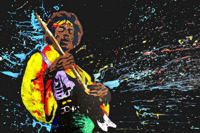 640x426 Modern Decor Art Wall Jimi Hendrix Painting Wide Oil Painting Hd - Hendrix Painting