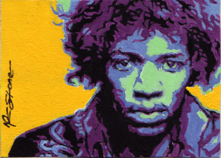 449x321 Jimi Hendrix 5x7 Mini Painting Jimi Hendrix - Hendrix Painting