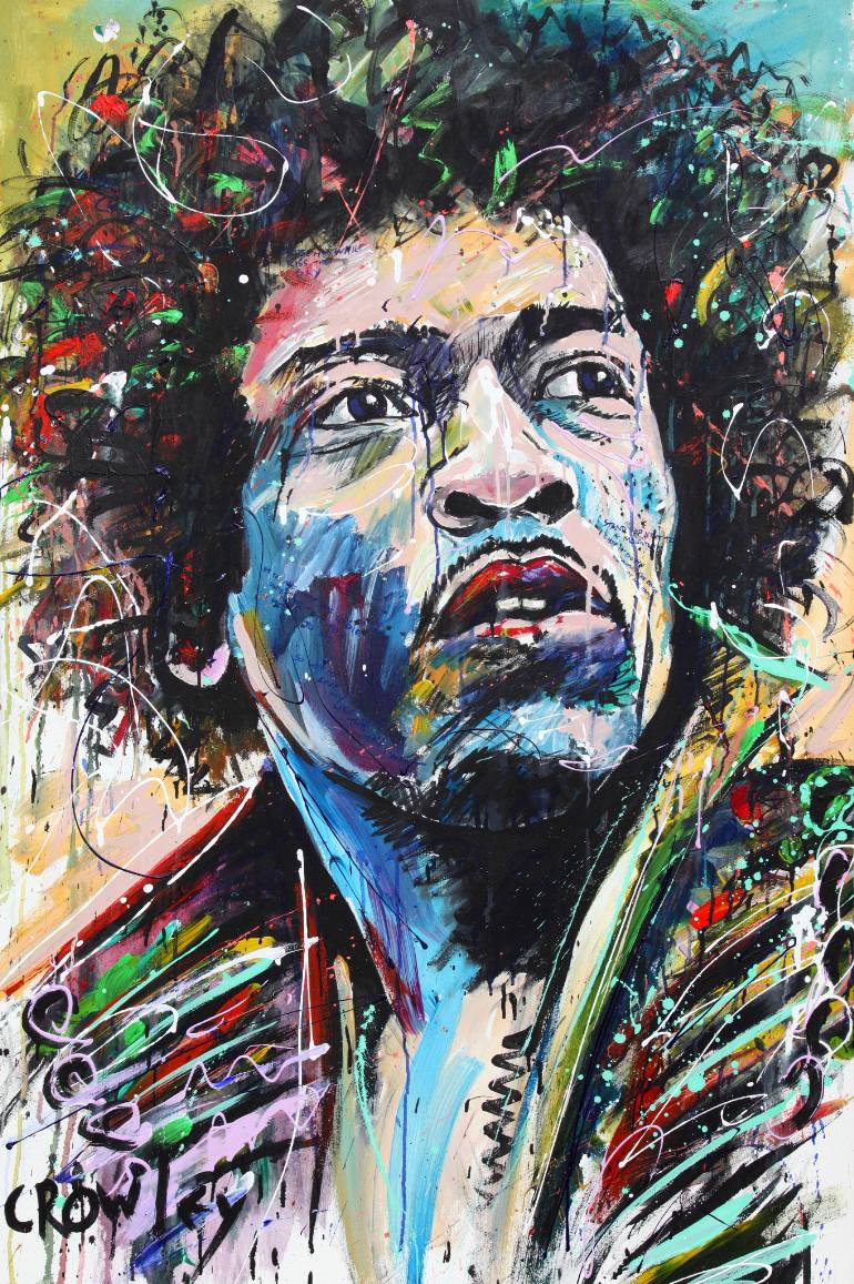 770x1157 Saatchi Art Jimi Hendrix Painting By Darren Crowley - Hendrix Painting