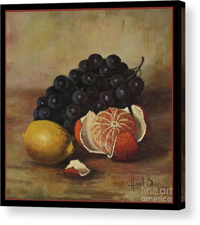 666x750 Henk Bos Fruits Still Life Grapes Lemon And Orange Acrylic Print - Henk Bos Painting