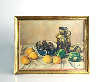 340x270 Henk Bos Still Life Prints Studies In Oil Vintage - Henk Bos Painting