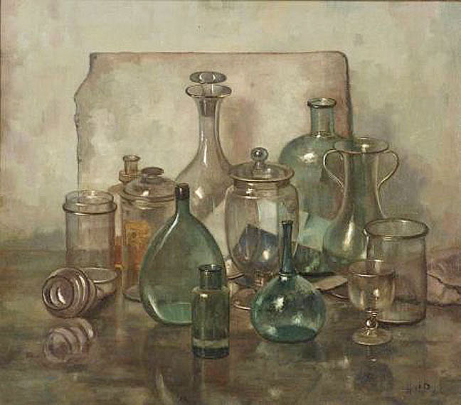 648x570 An Oil On Canvas Still Life Painting By Henk Bos, Glass - Henk Bos Painting