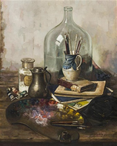 377x470 Still Life With Artists Palette By Henk Bos On Artnet - Henk Bos Painting