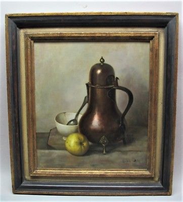 362x400 Fine Original Henk Bos Oil Painting Dutch Still Life C. 1960 - Henk Bos Painting