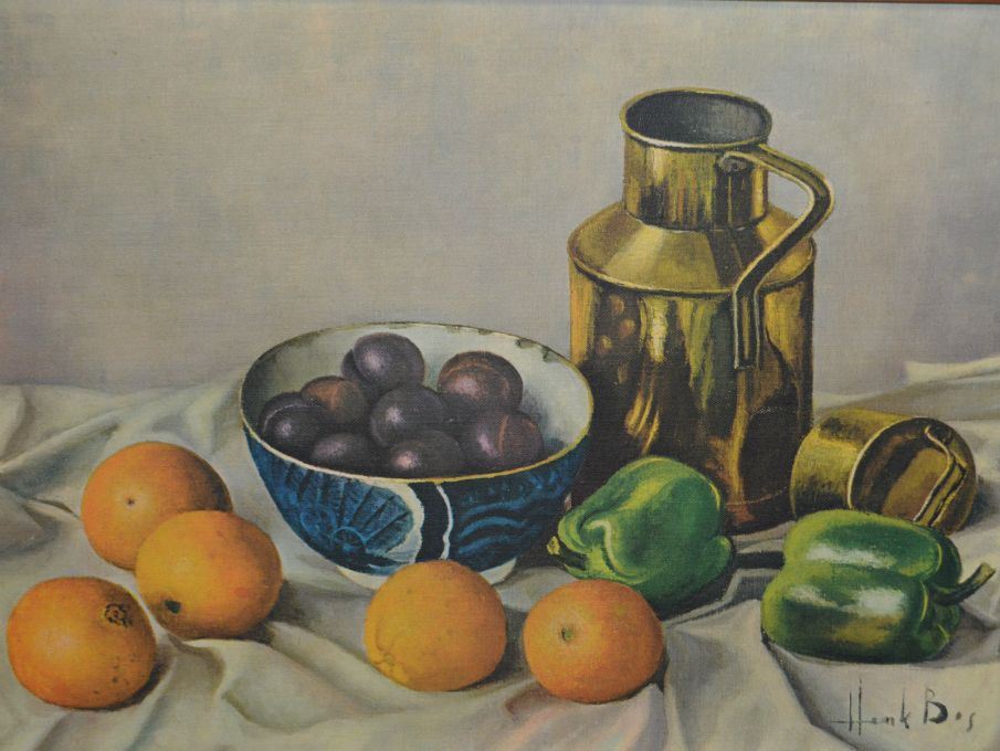 905x680 Framed Acrylic On Board Still Life Painting Signed By Artist Henk - Henk Bos Painting