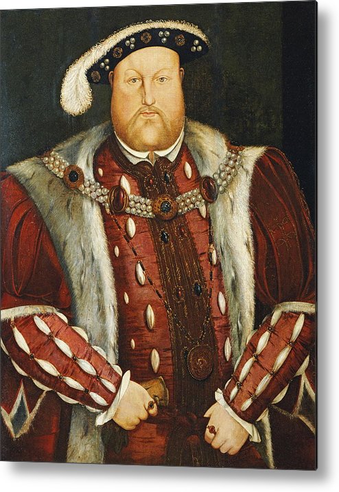 494x717 Portrait Of King Henry Viii Metal Print By Hans Holbein The Younger - Henry Viii Painting