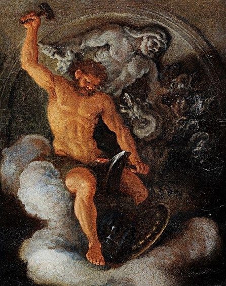 446x564 Prometheus Being Chained By Vulcan - Hephaestus Painting