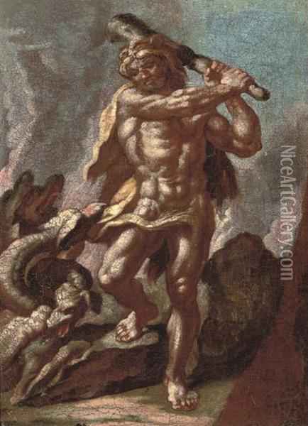 434x600 Hercules And Achelous Oil Painting Reproduction By Francesco - Hercules And Achelous Painting