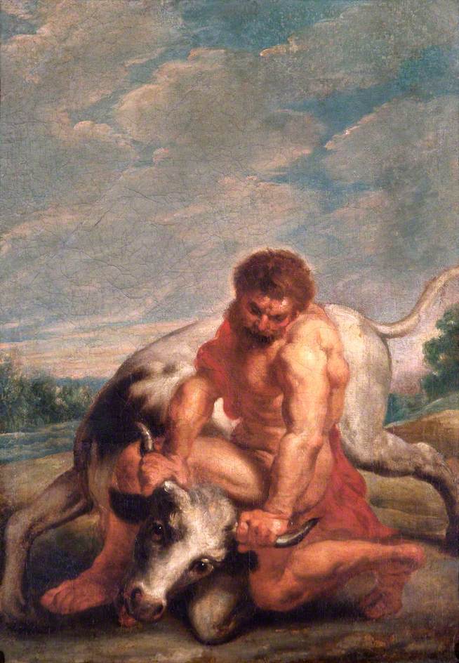 654x944 Hercules Wrestling With Achelous In The Form Of A Bull Art Uk - Hercules And Achelous Painting