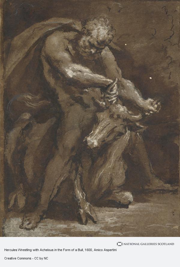 600x888 Hercules Wrestling With Achelous In The Form Of A Bull National - Hercules And Achelous Painting
