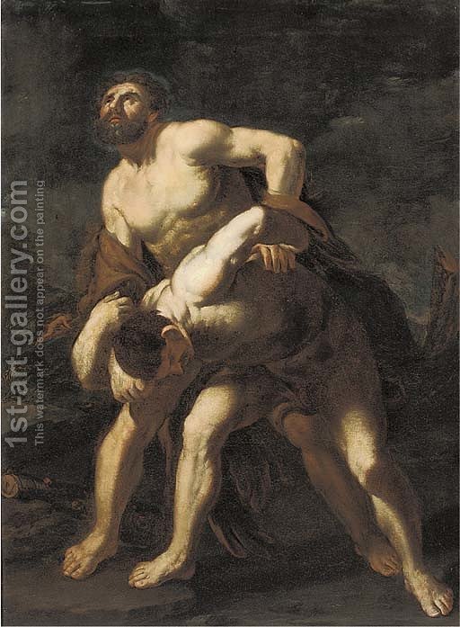 512x697 Hercules And Achelous (After) Luca Giordano Reproduction 1st Art - Hercules And Achelous Painting