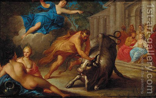 512x323 Hercules Wrestling Achelous Italian School Reproduction 1st Art - Hercules And Achelous Painting