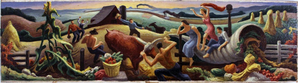 1024x286 Thomas Hart Benton Achelous And Hercules Mural Study Available - Hercules And Achelous Painting