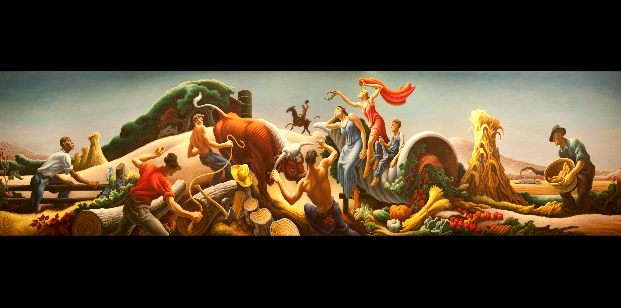 2133x1059 Thomas Hart Benton Piece Of Art - Hercules And Achelous Painting