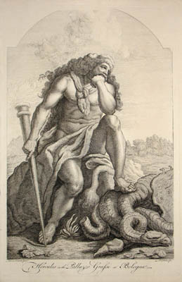 259x400 Hercules Slaying The Hydra, 18th C. Engraving After Carracci - Hercules And The Hydra Painting