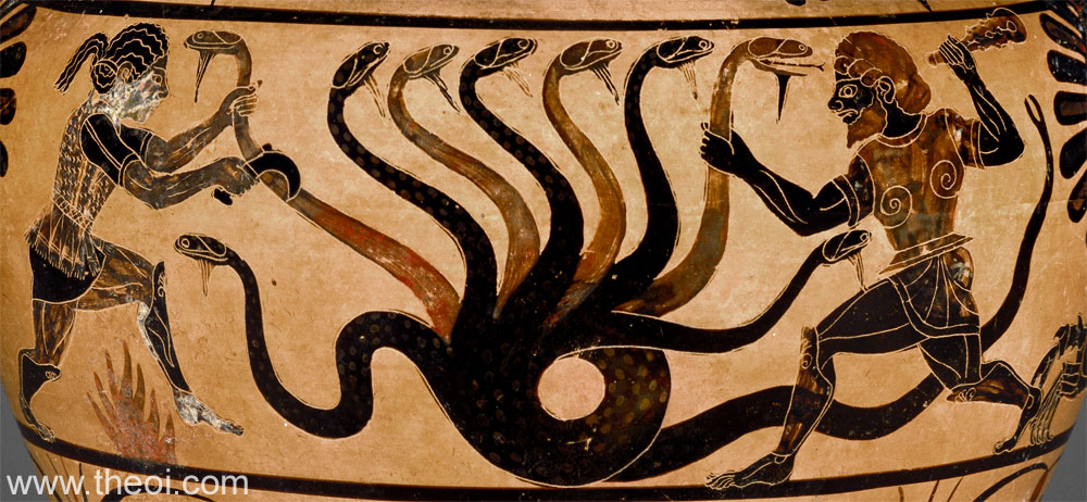 1000x462 Hydra Amp Heracles Ancient Greek Vase Painting - Hercules And The Hydra Painting