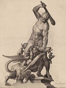 225x300 Jan Muller De Vries Dutch Hercules Killing Hydra Old Art Painting - Hercules And The Hydra Painting