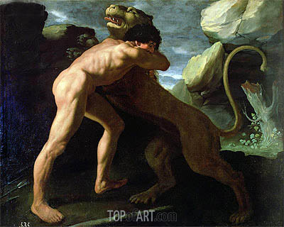 400x320 Hercules Fighting With The Nemean Lion Zurbaran Painting - Hercules Painting