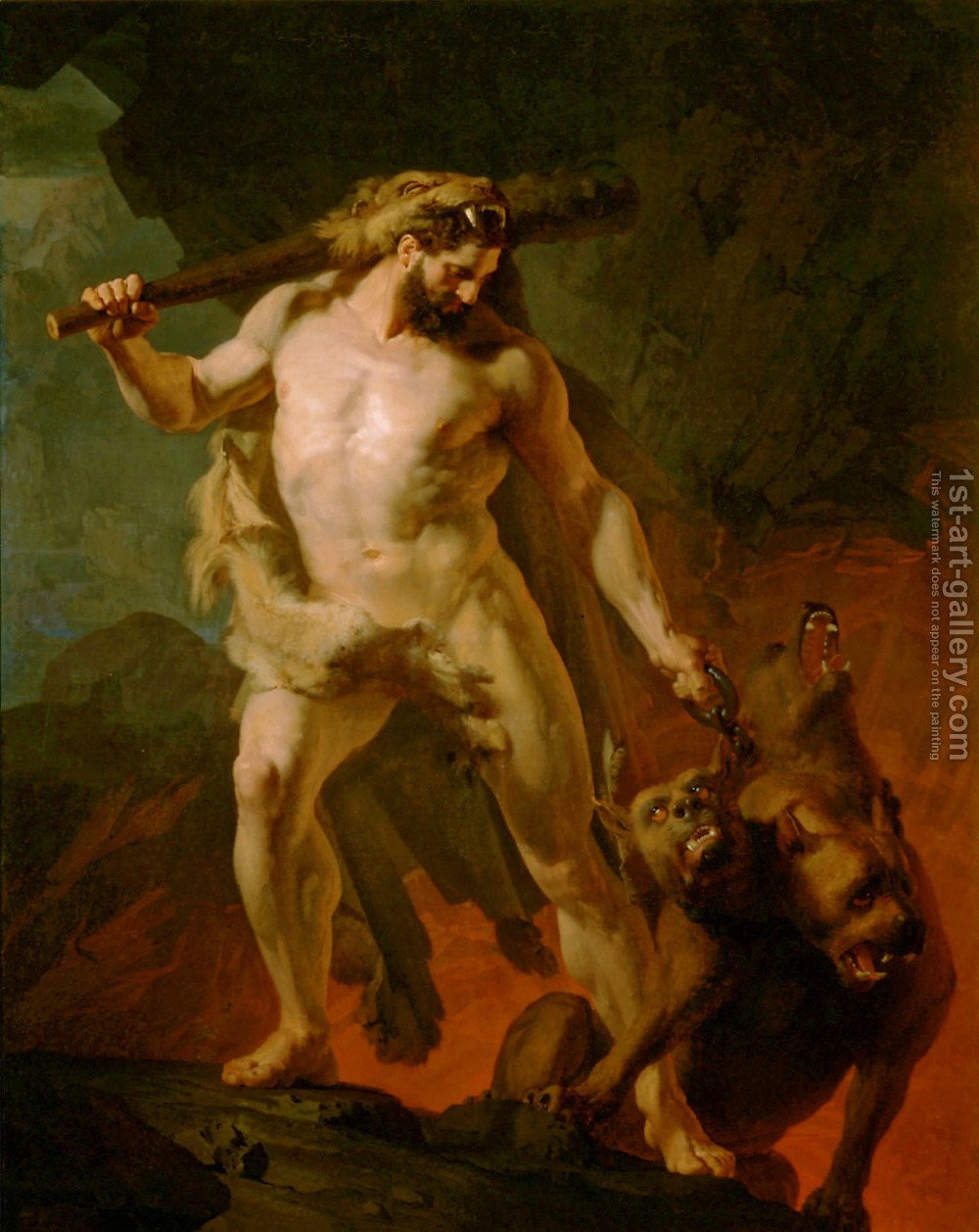 1000x1257 Hercules Removes Cerberus From The Gates Of Hell Johann Koler - Hercules Painting