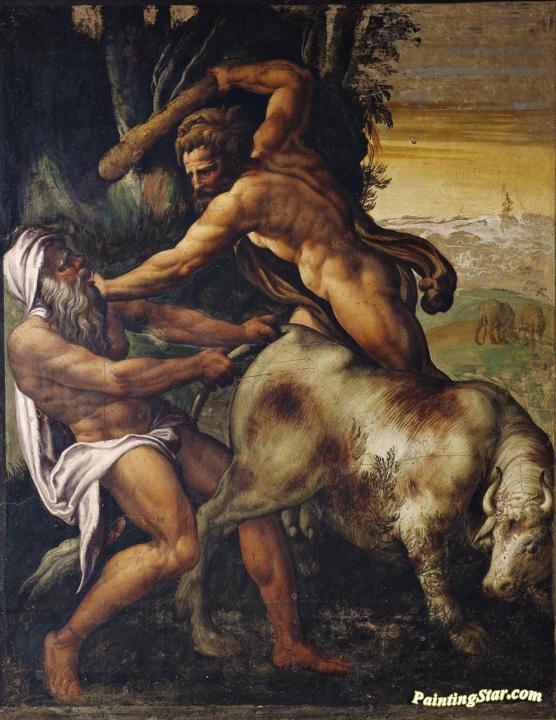 556x720 Hercules And Cacus Artwork By Niccolo Dell' Abbate Oil Painting - Hercules Painting