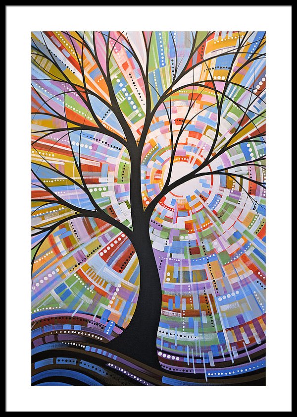 600x841 Original Abstract Tree Landscape Painting Here Comes The Sun - Here Comes The Sun Painting