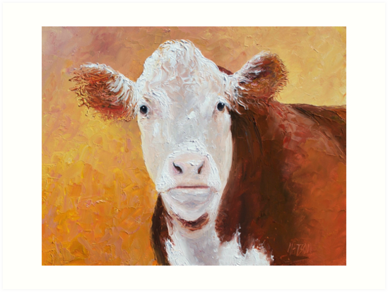 549x413 Brown And White Hereford Cow Painting Art Prints By - Hereford Cow Painting