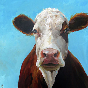 300x300 Hereford Cow Paintings Fine Art America - Hereford Cow Painting