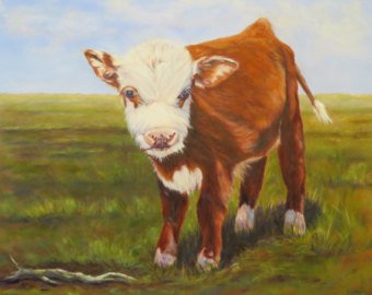 340x270 Hereford Painting Etsy - Hereford Cow Painting