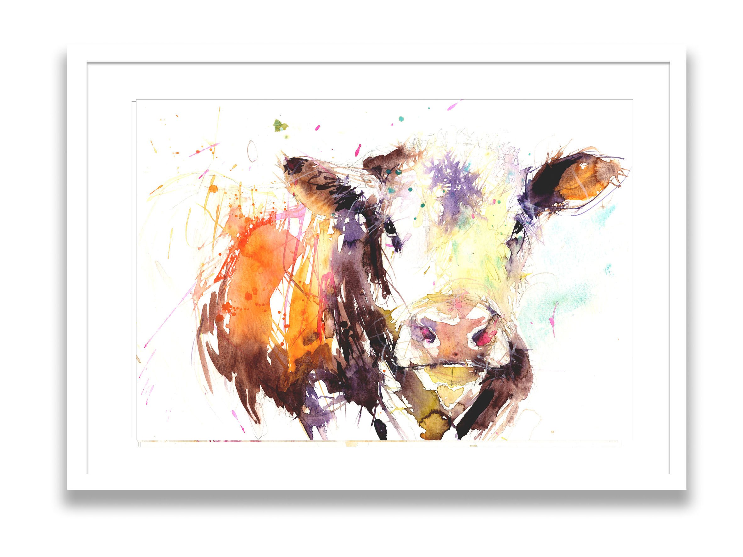 2362x1772 Signed Limited Edition Print - Hereford Cow Painting