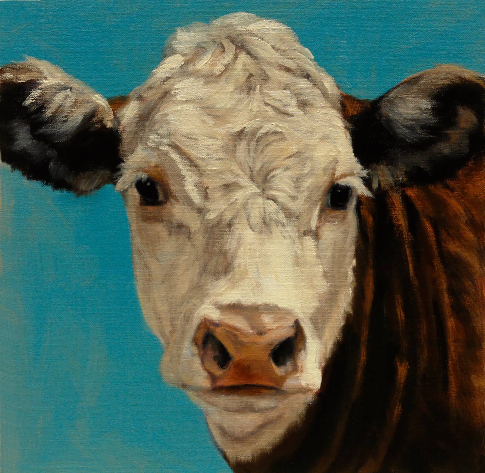1600x1563 Cows, An Artist Follows Her Muse - Hereford Cow Painting