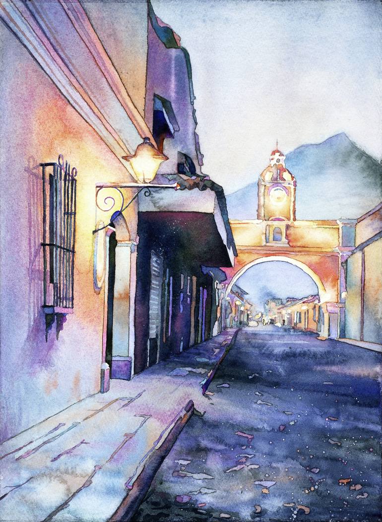 770x1053 Saatchi Art Watercolor Painting Of The Arch Of Santa Catalina - Heritage Painting