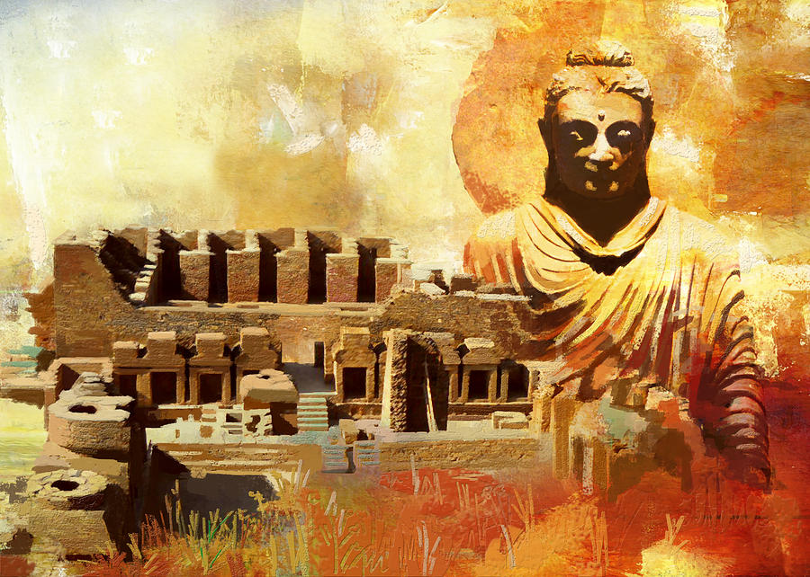 900x642 Takhat Bahi Unesco World Heritage Site Painting By Catf - Heritage Painting