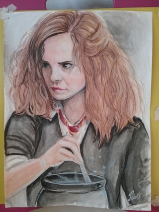 320x427 I Painted Hermione Granger With Water Colors, I Also Added A Bit - Hermione Granger Painting