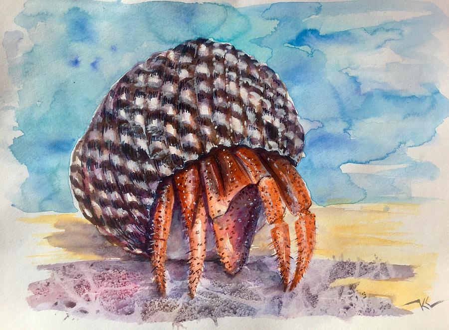 900x661 Hermit Crab 4 Painting By Katerina Kovatcheva - Hermit Crab Painting