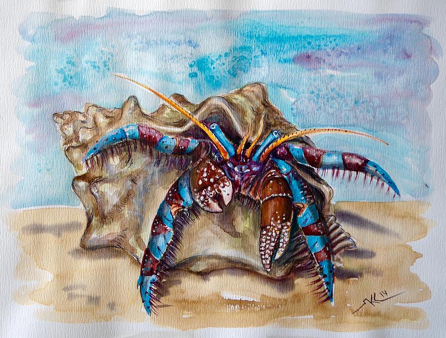 900x681 Hermit Crab 5 Painting By Katerina Kovatcheva - Hermit Crab Painting