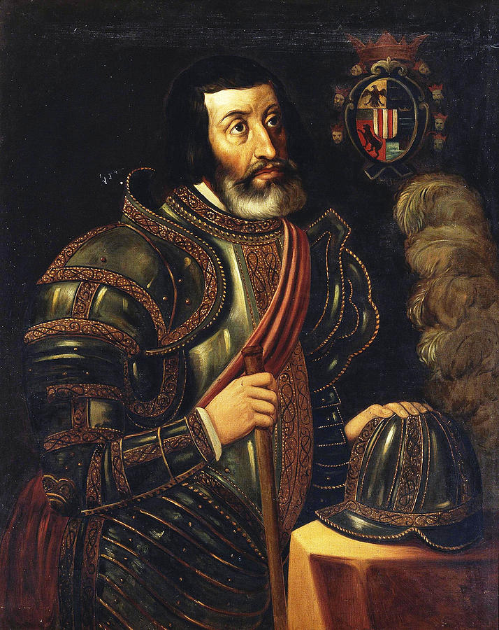 714x900 Hernan Cortes Painting By Jose Salome Pina - Hernan Cortes Painting