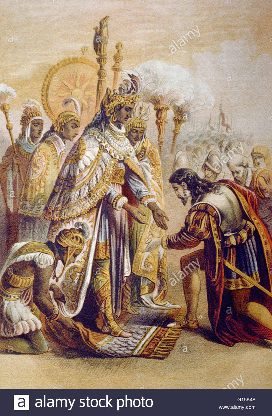 910x1390 Illustration Showing Spanish Conquistador Hernando Cortez And His - Hernan Cortes Painting