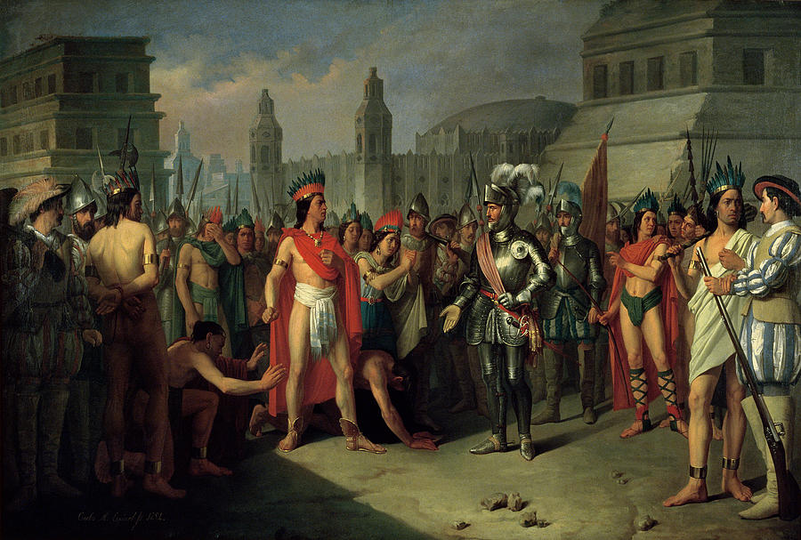 900x607 The Imprisonment Of Guatimocin By The Troops Of Hernan Cortes - Hernan Cortes Painting
