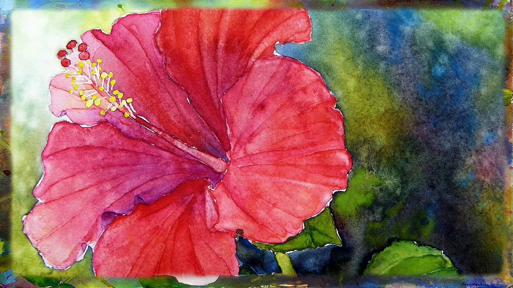 1750x984 How To Paint The Red Hibiscus Flower In Watercolor By Ross Barbera - Hibiscus Flower Painting