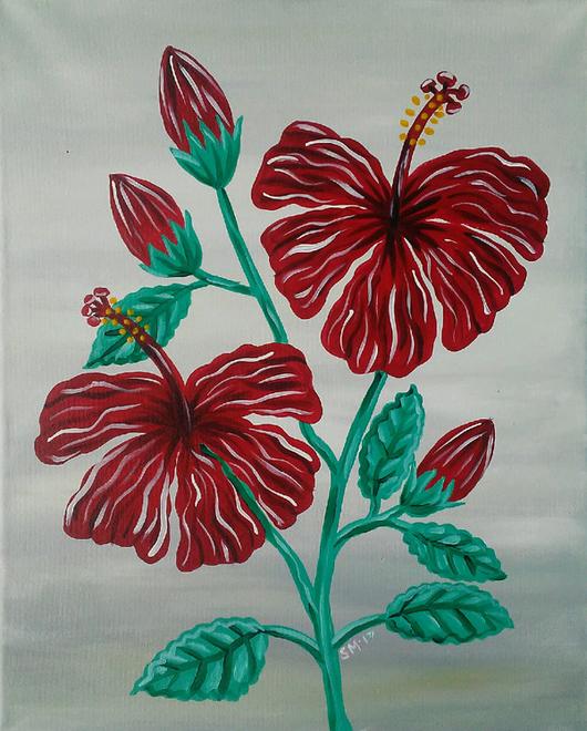 530x660 Hibiscus, Acrylic Painting, Arts Amp Crafts Social Club Fort Lauderdale - Hibiscus Flower Painting Acrylic