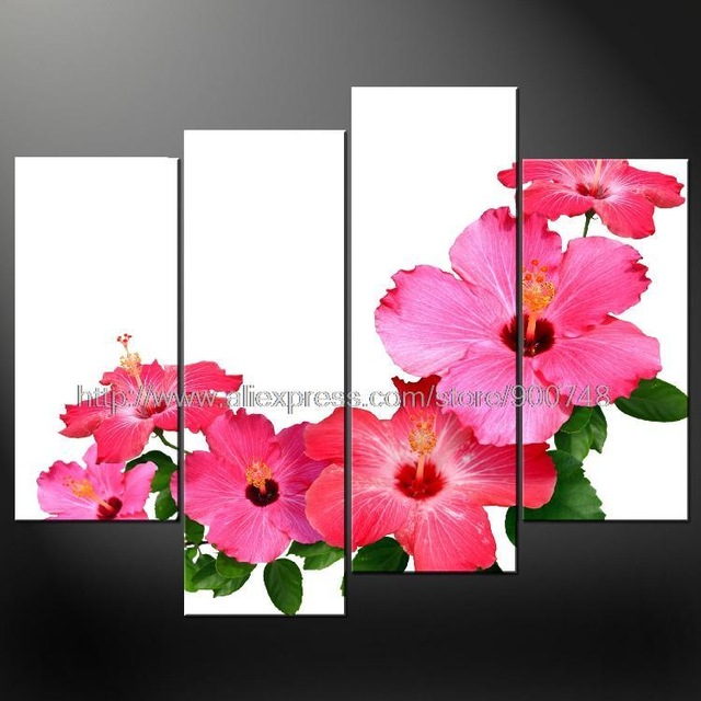 640x640 Hibiscus Flowers Cascade Modern Many Sizes Free Postage Oil - Hibiscus Flower Painting Acrylic