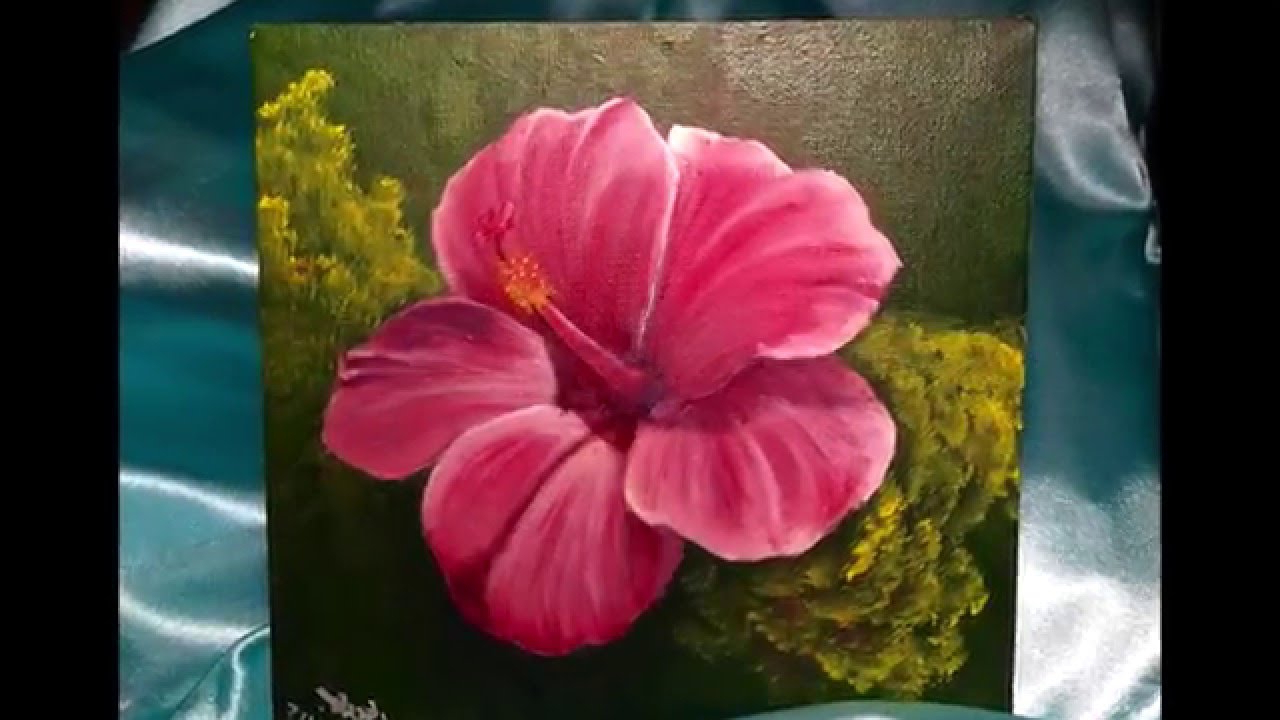1280x720 Painting Flowers On Canvas With Acrylic Paint Acrylic Painting - Hibiscus Flower Painting Acrylic