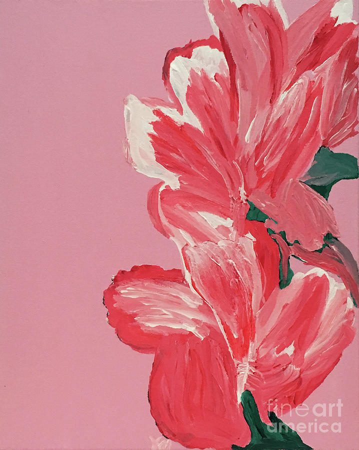 718x900 Pink Hibiscus Flowers Painting By Karen Nicholson - Hibiscus Flower Painting Acrylic
